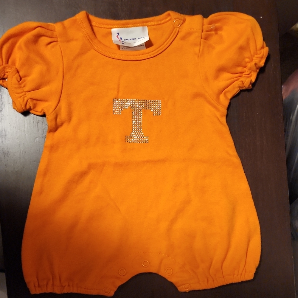Orange Baby Romper with Rhinestone T